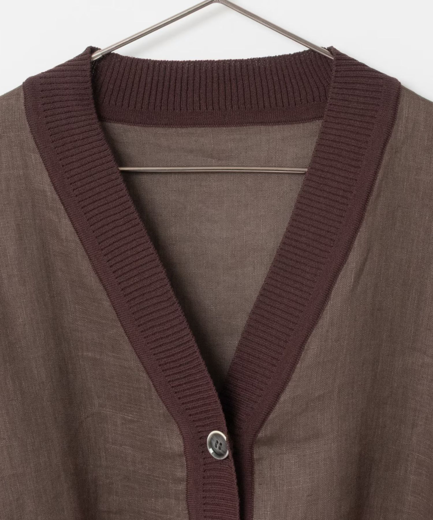 Linen Shirt Cardigan (ブラウン) リネン /前ボタン / 軽い / 手洗可 / BS261-53066