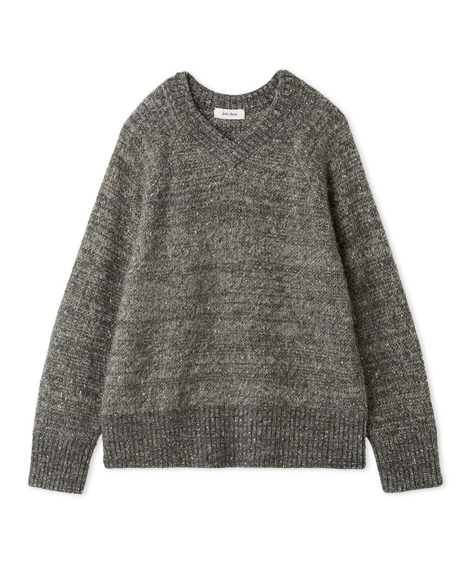 スパンコールVネックシャギーニット ( GRY ) ポリエステル / ウール混 / ラグランスリーブ / 背中シーム / 09WNT255103