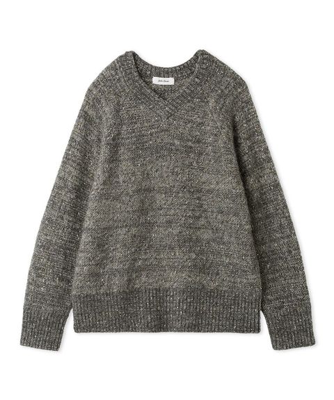 スパンコールVネックシャギーニット ( GRY ) ポリエステル / ウール混 / ラグランスリーブ / 背中シーム / 09WNT255103