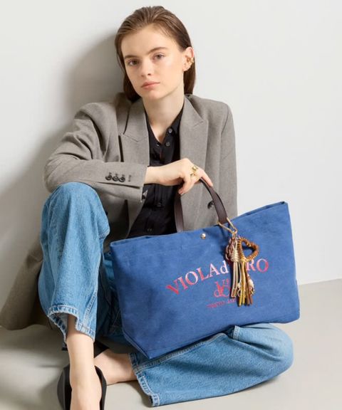 BIANCA  キャンバスバッグ (NAVY(RED)) コットン / スナップボタン / ショルダーストラップ(調節可) / PVC加工 / V-2316