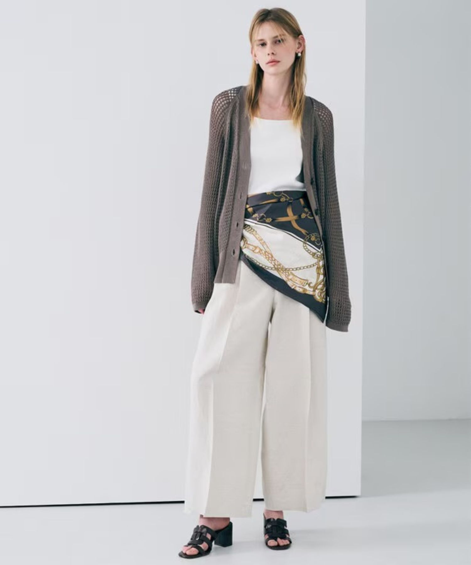 リヨセルライトリネン ワイドトラウザー(フラックス) / 再生繊維 / ハイウエスト / ワイドシルエット / PRUVLS0305