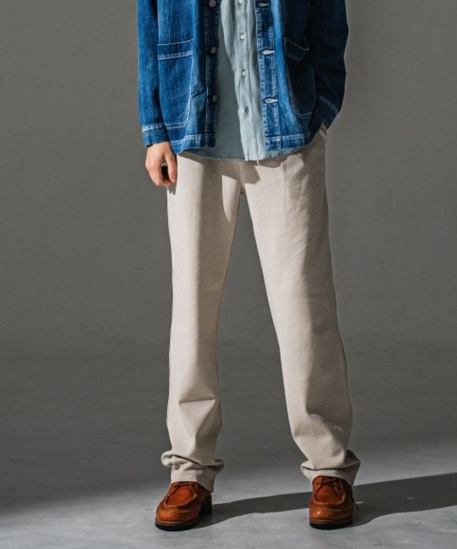 CHRIS EASY WIDE TUCK PANTS(BEIGE) レーヨン / セミワイドシルエット / ワンタック / ポケットあり / RC 41-ST-016WT