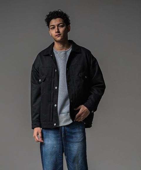 LEATHER OVER 2ND G (BLACK ) ポリエステル / エコスエード / オーバーサイズ / 着丈長め / RC37-JK-005