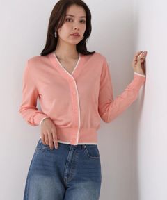 Vネックパレットニットカーディガン(ピンク)再生繊維 / ウォッシャブル / 手洗い可 / ストレッチあり / 前釦開き / 裏地無し / 0316175211