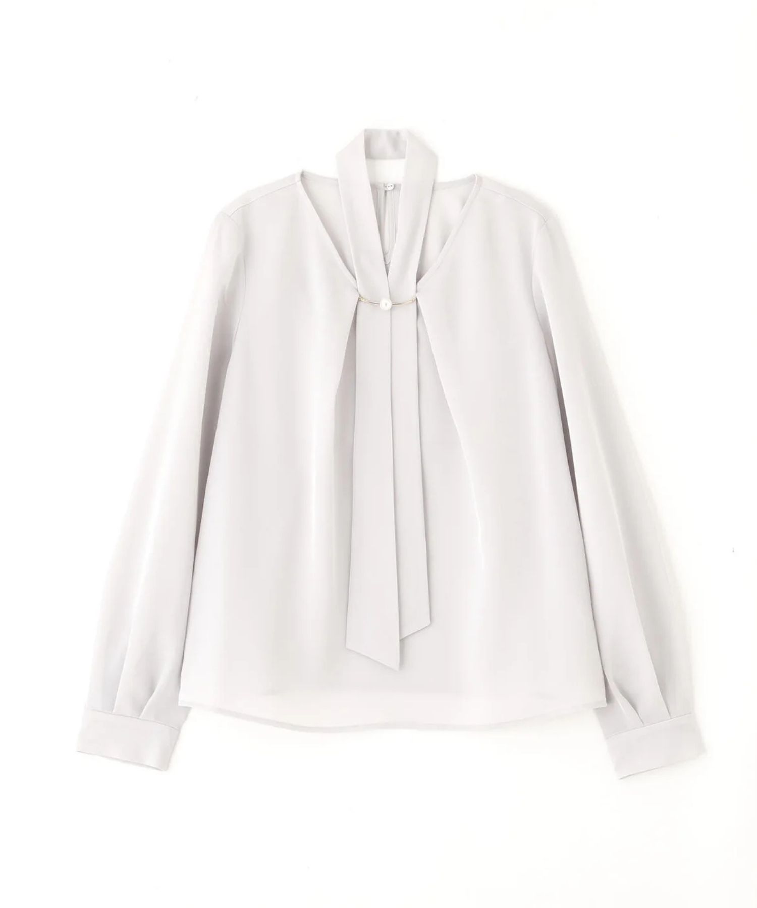 2WAYボウタイブラウス(グレー) ポリエステル / ストレッチ無し / 裏地無し / 後ろ衿ぐりなみだ開きあり / 0316110222