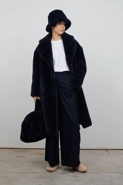 jakke - Katie Faux Fur Coat Navy / ケイティ フェイクファーコート