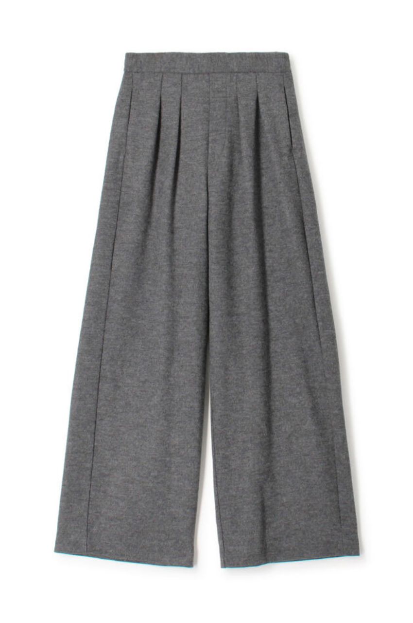 ミルドスムース タックワイドパンツ (チャコールグレー) ウール / フロントの2タック / ウエストゴム使用 / 23-04-44-04112