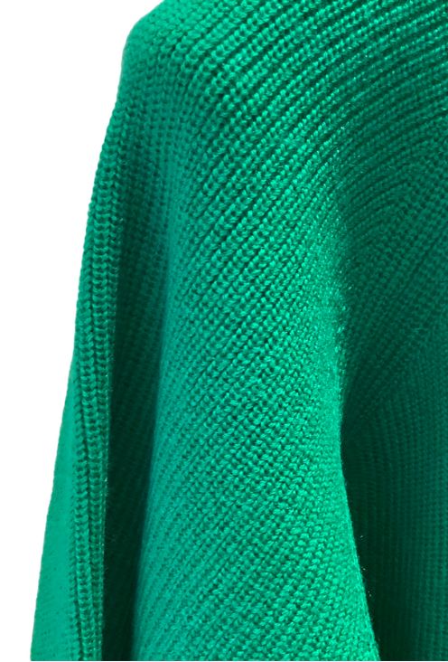 Boat neck knit pullover (グリーン) ウール /  クロップド丈 / 手洗い可 /  サイドスリット/ FN242-05402