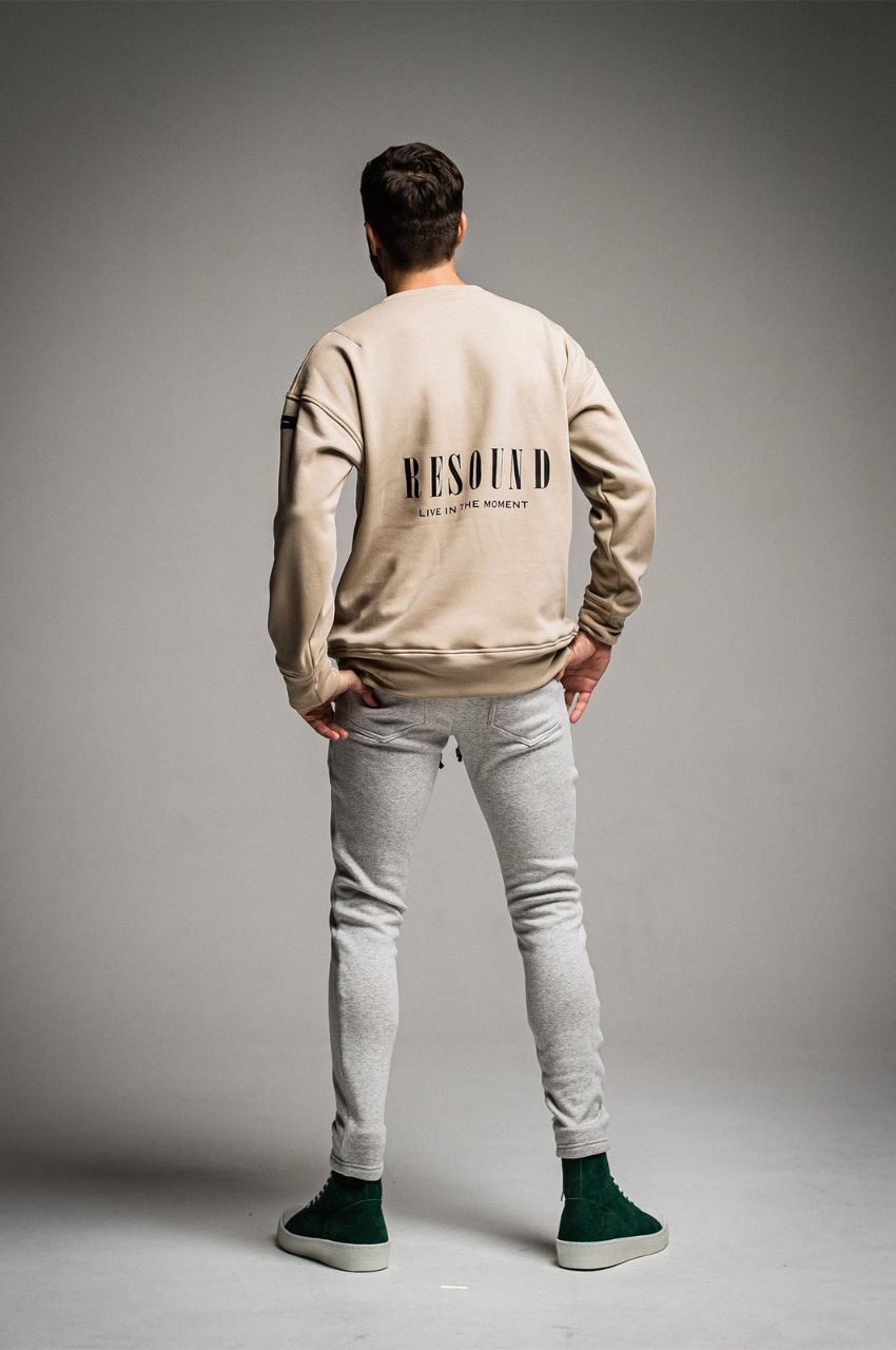 ID BACKROGO VELOURS FLEECE DROP TRAINER / IDバックロゴ裏起毛ルーズトレーナー