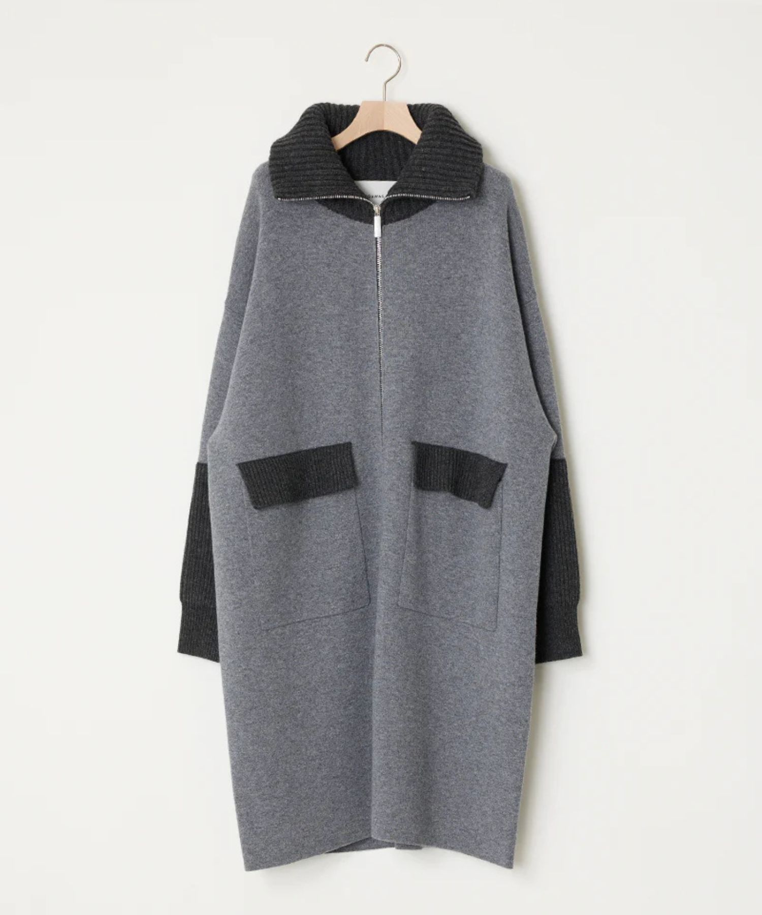ULTRAFINE MERINO KNIT COAT (GREY)  毛/ 肉厚 / フラップポケット / ジップアップ /ADWS-501-47
