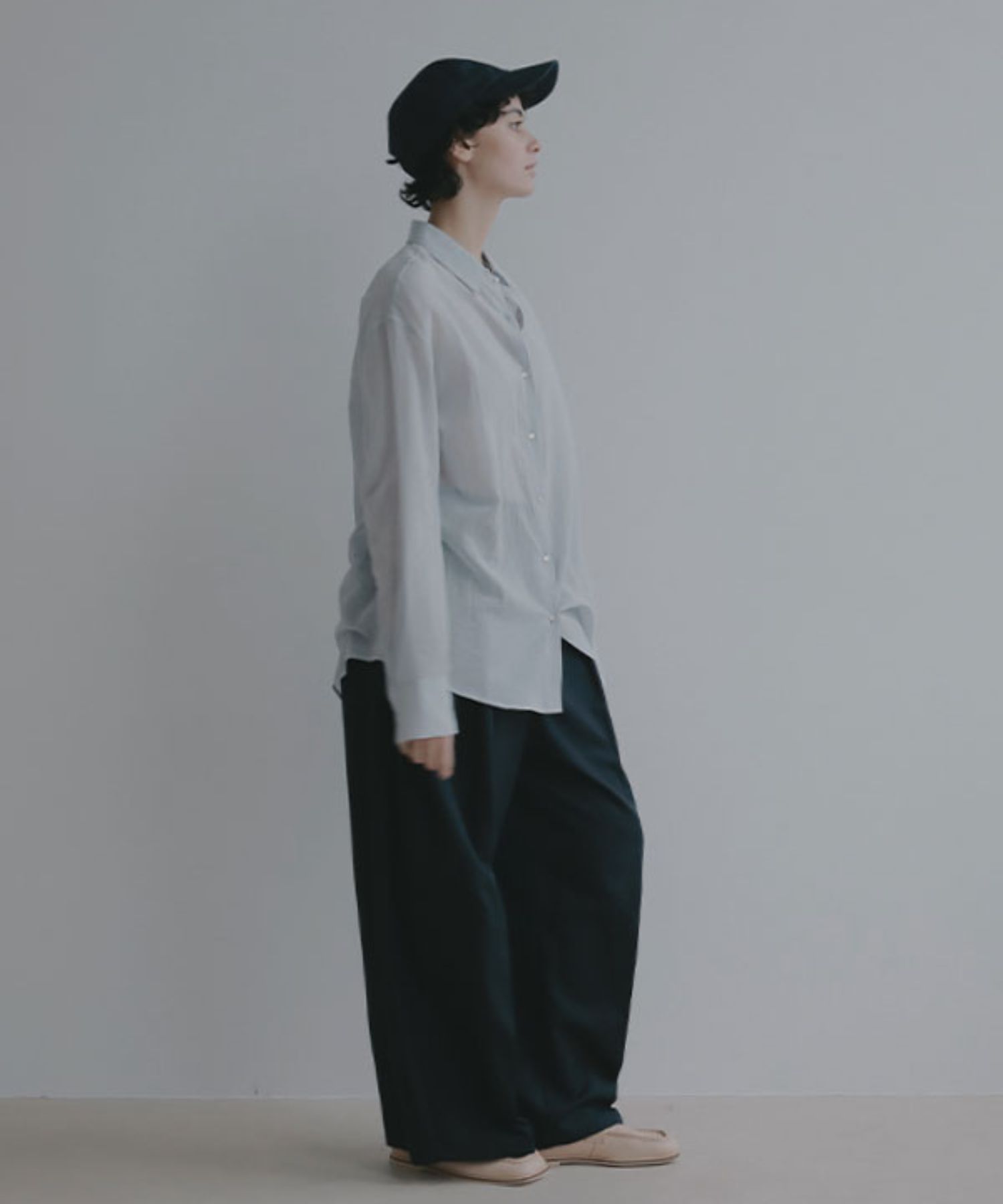 シアーコットンシャツ(ブルー)綿100% / シアー素材 / 手洗い可 / 1226210063