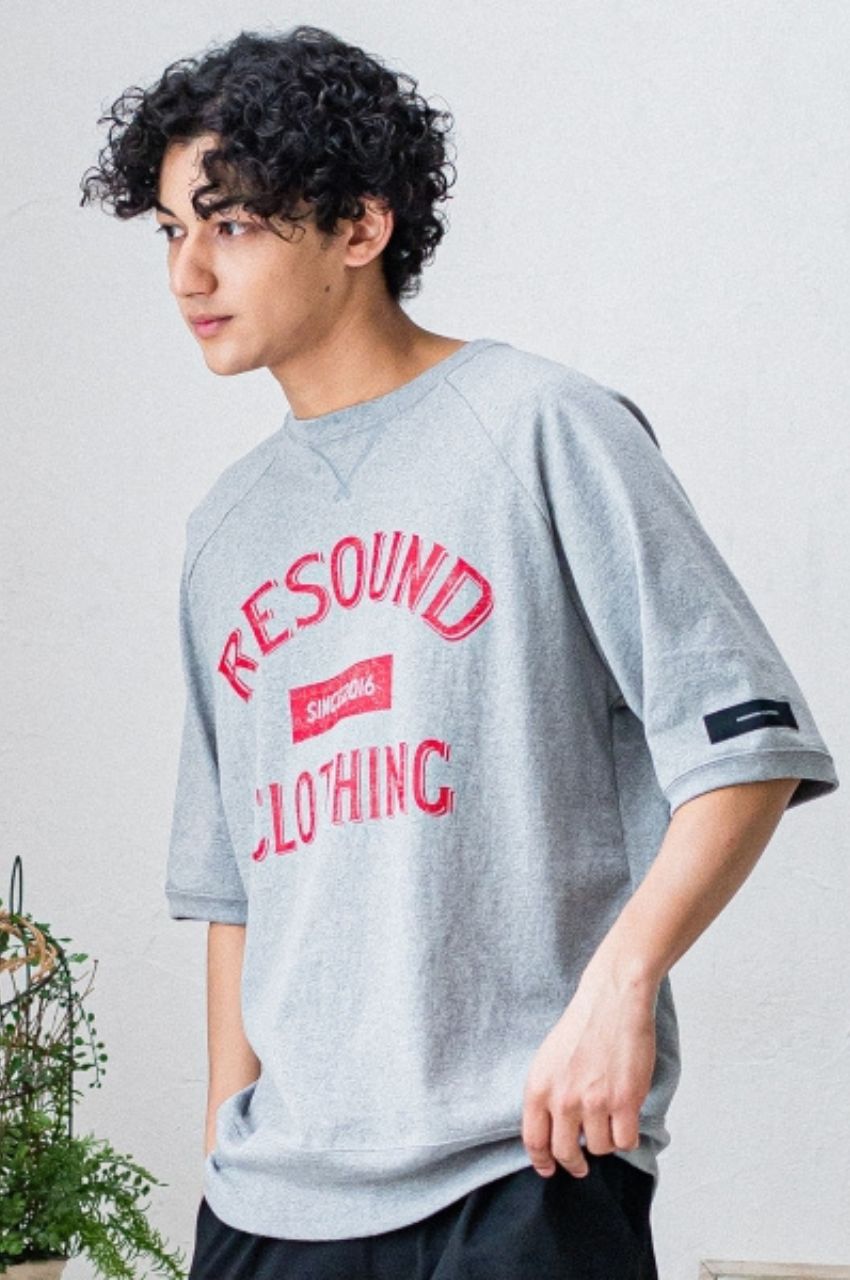 オリジナルカレッジロゴTシャツ ( グレー) コットン / クルーネック / フロントロゴプリント / ウォッシャブル