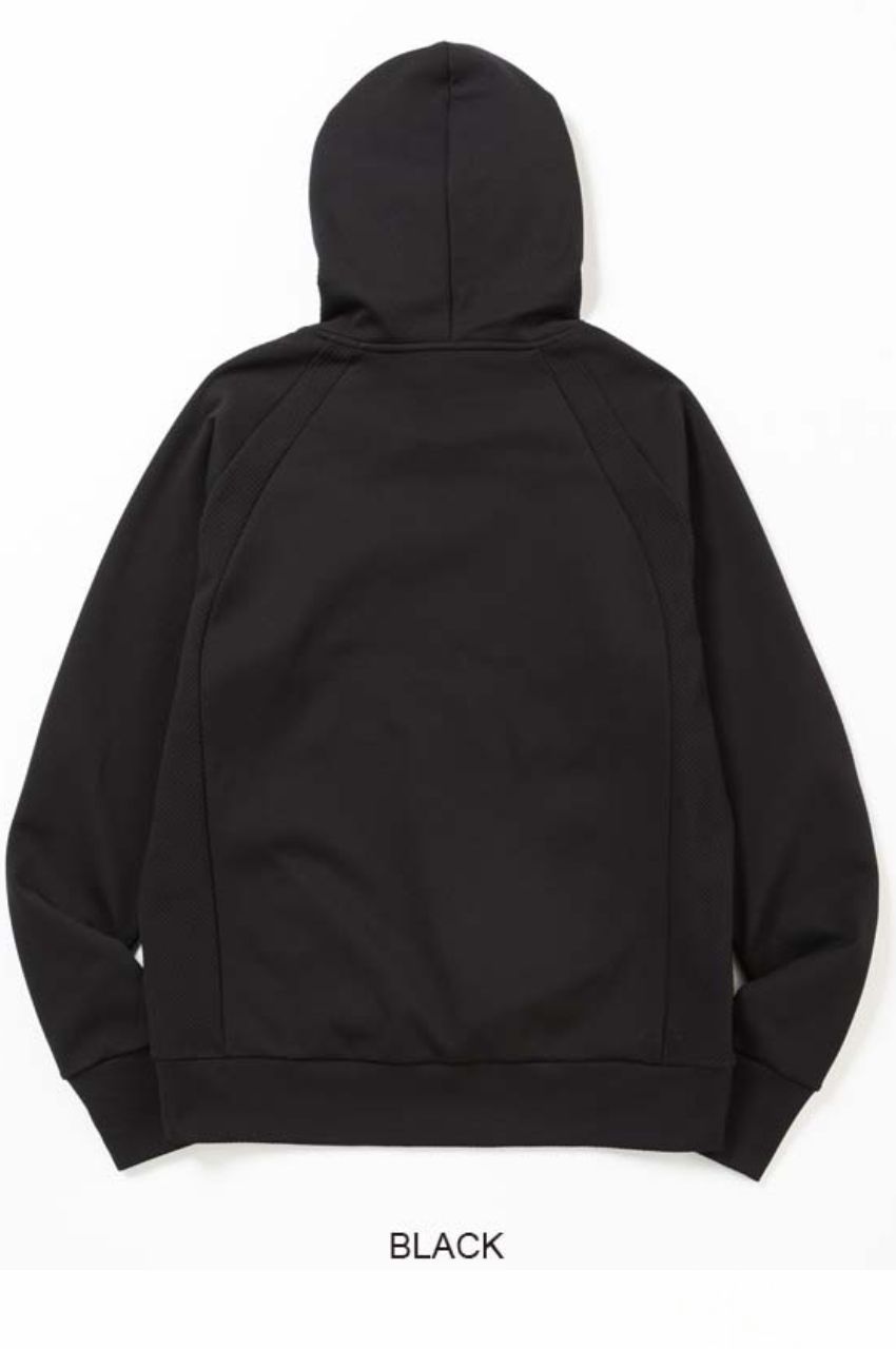 SPIRAL KNIT P/O HOODIE  (ブラック) ポリエステル/ ロゴプリント / 軽量 / セットアップ対応 / 15010