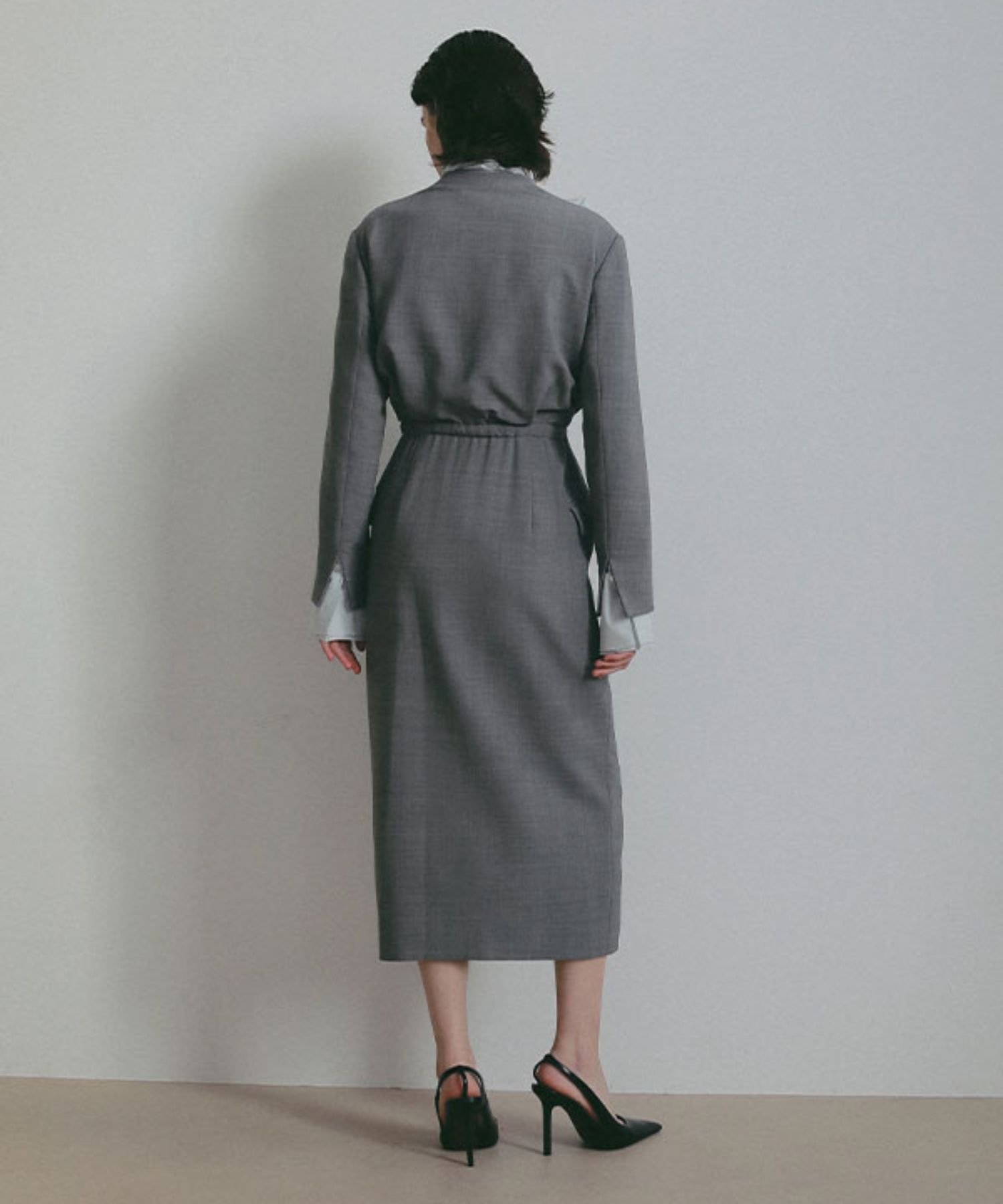 SANTEカシュクールドレス (GREY) ポリエステル / 裏地有り / フラップポケット / スペアボタン付き / 1226130104
