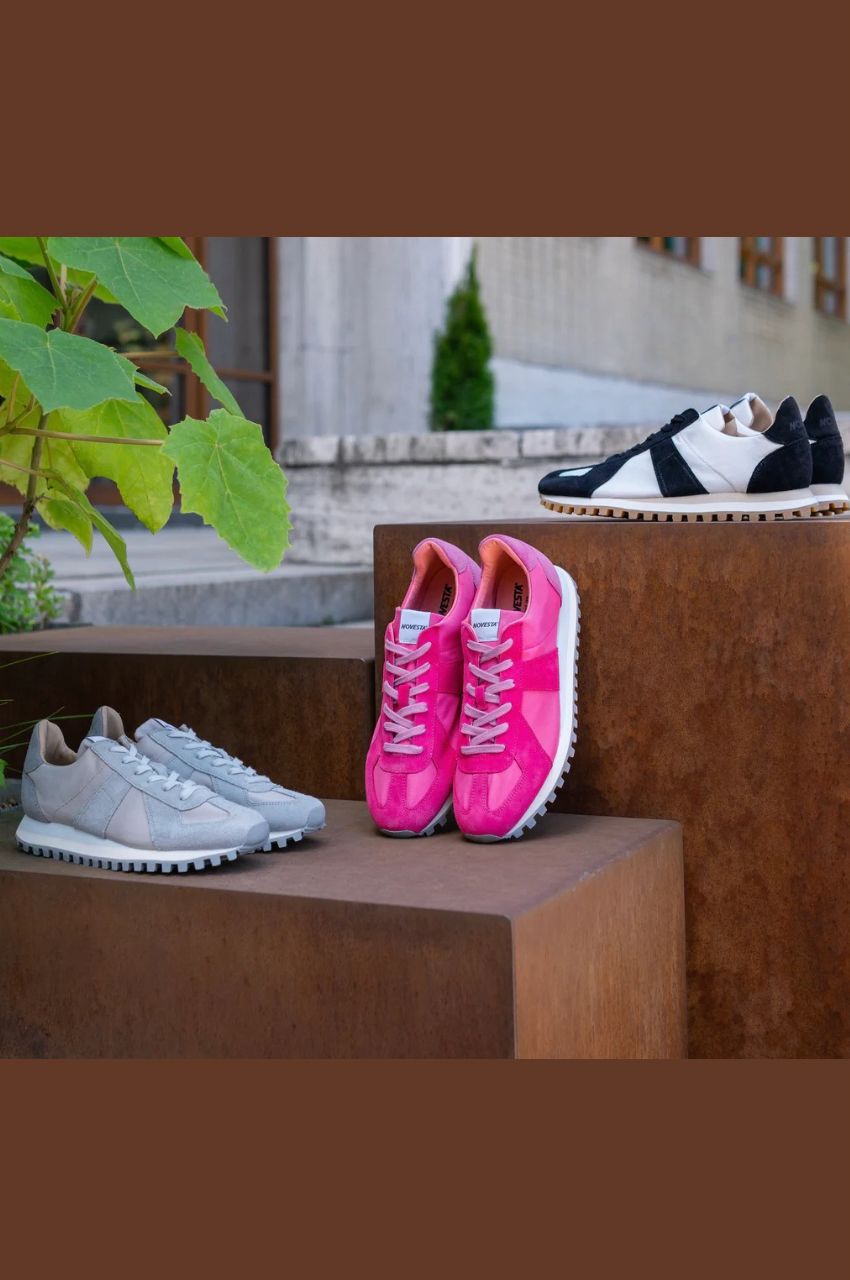 GERMAN TRAINER TRAIL (BLACK IVORY )牛革/ナイロン / TRAIL SOLE / 軽量