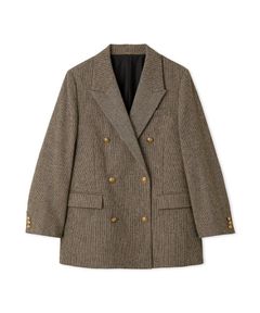 チェック金釦ダブルブレストロングブレザー( CHECK ) ポリエステル  / 裏地付き /  内ポケット付き / 厚手 / 09WFJ254137