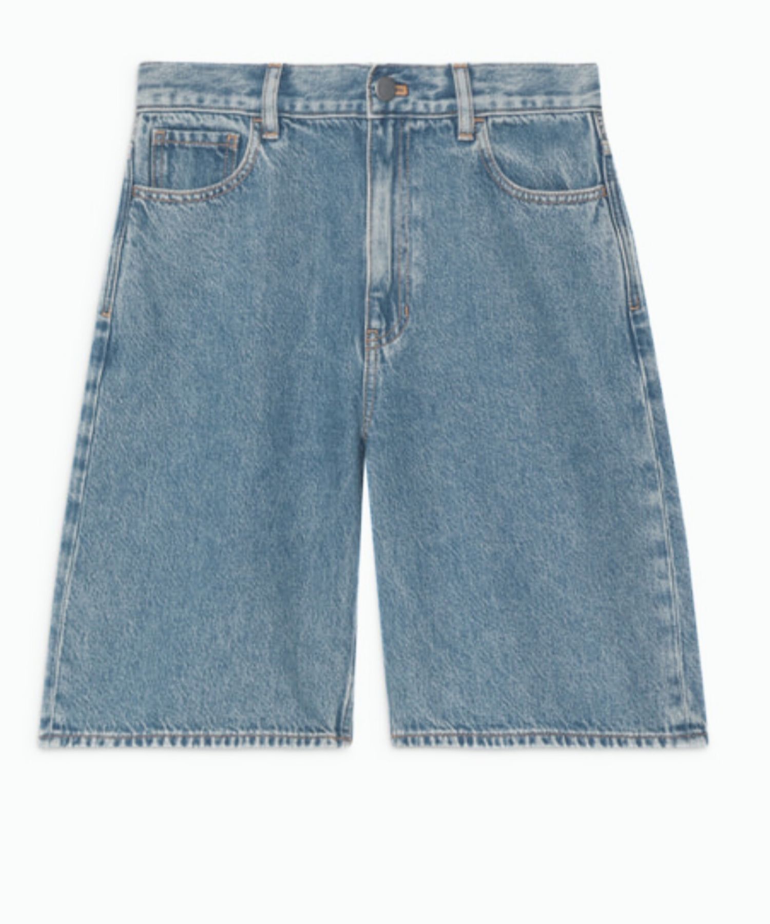 Relaxed Denim Hi Waist Short (アイスブルー) 綿 / ハイウエスト / 柔らかい / ウォッシャブル / 01-5206409