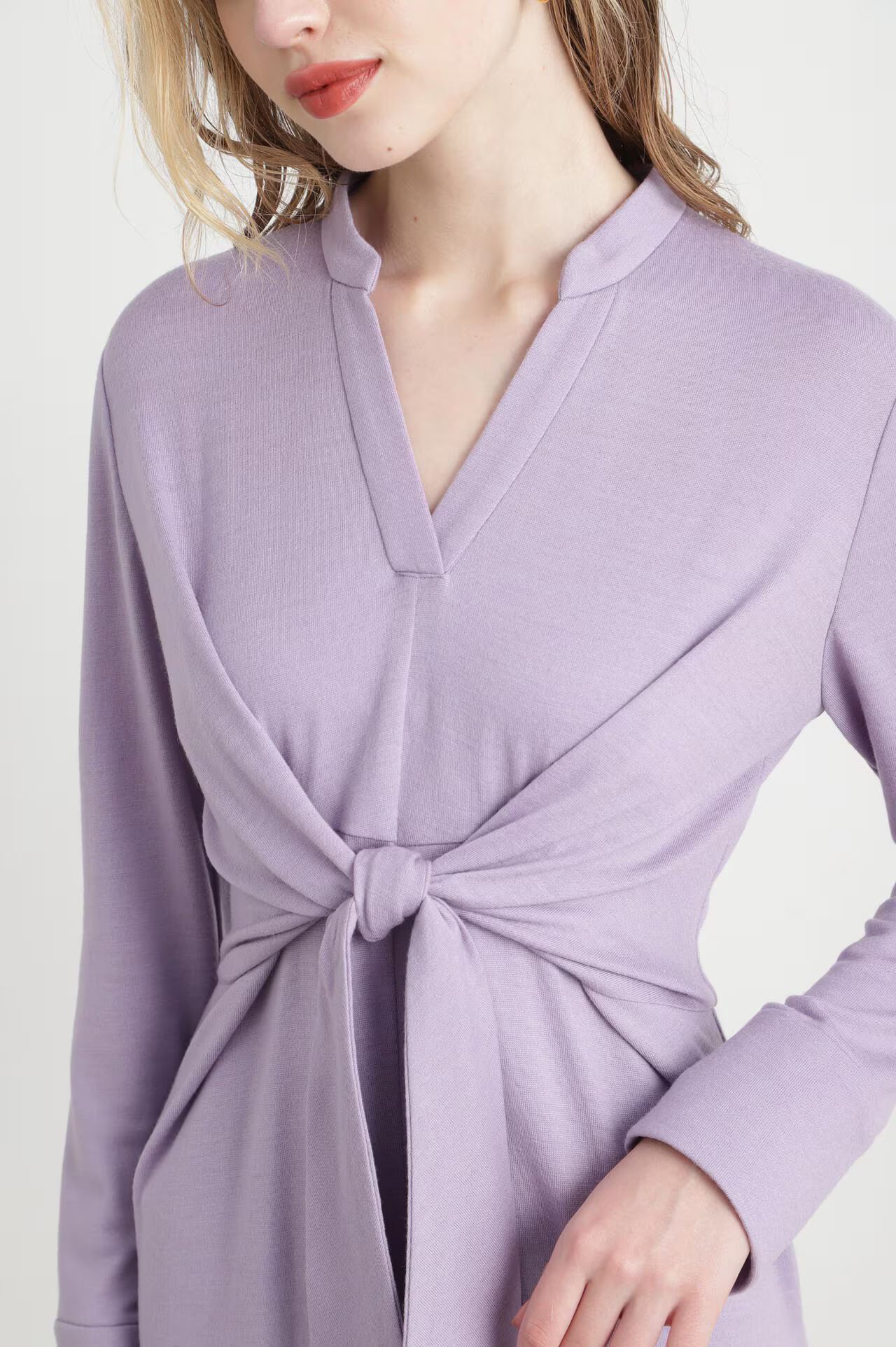 ウエストリボンジャージワンピース (パープル) / ウール / ストレッチ / キャミワンピ付き / 0315140213