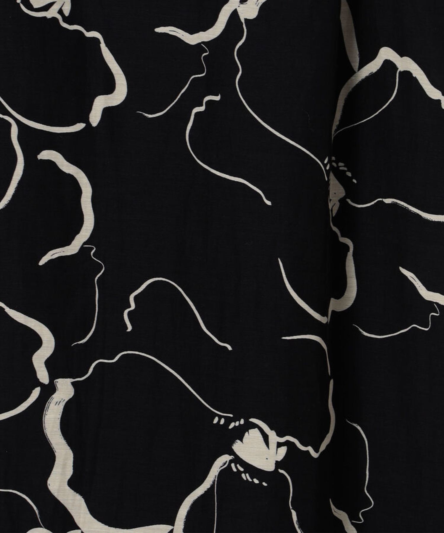 ドローイングフラワープリント スキッパーカラーワンピース (ネイビー系) キュプラ / 裏地有り / 光沢有り / 手洗可 / 11-06-62-06233