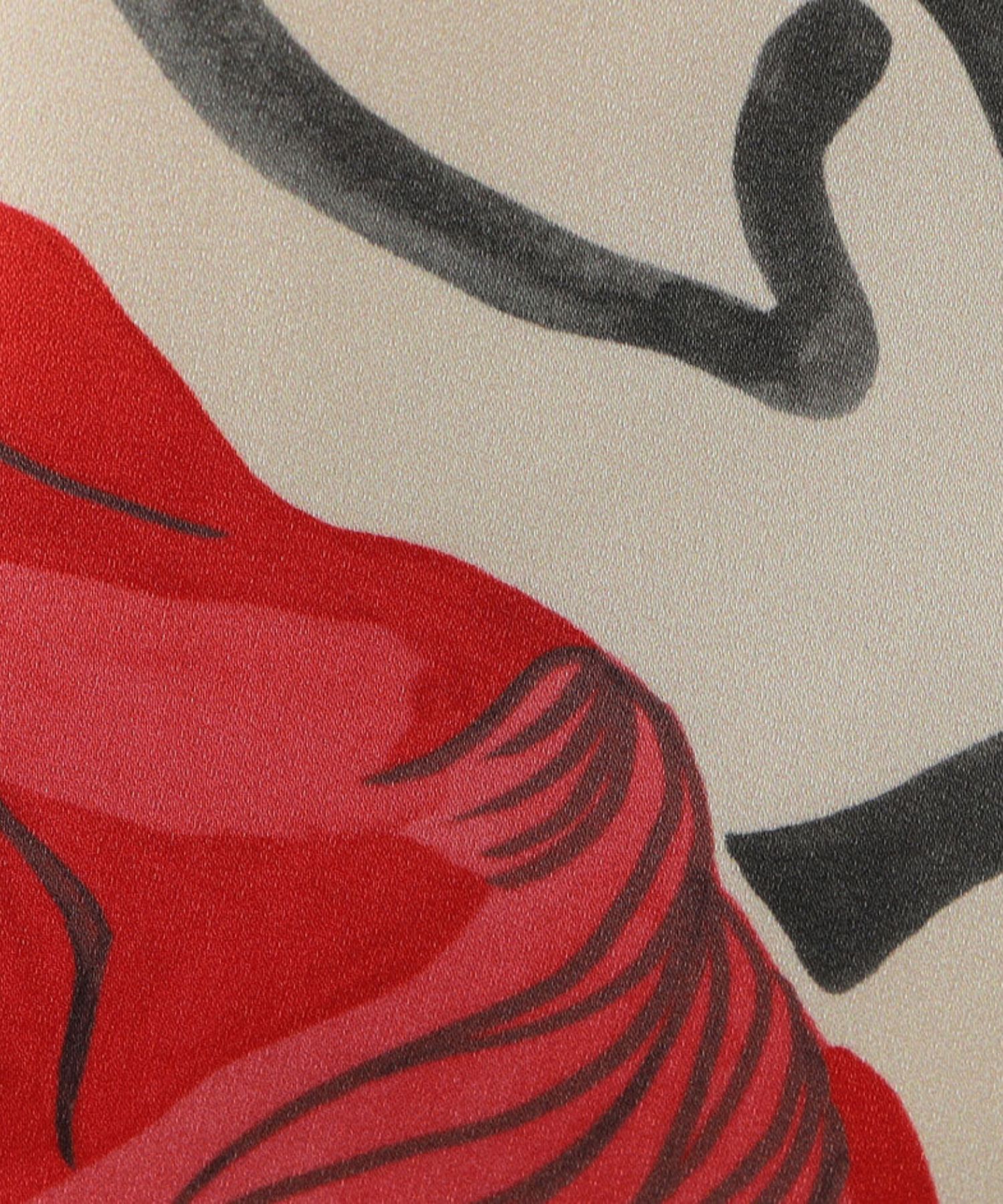 ポピープリント 2タックワイドパンツ (レッド系 ) ポリエステル / 裏地有り / ハイウエスト / 手洗可 / 11-04-61-04031