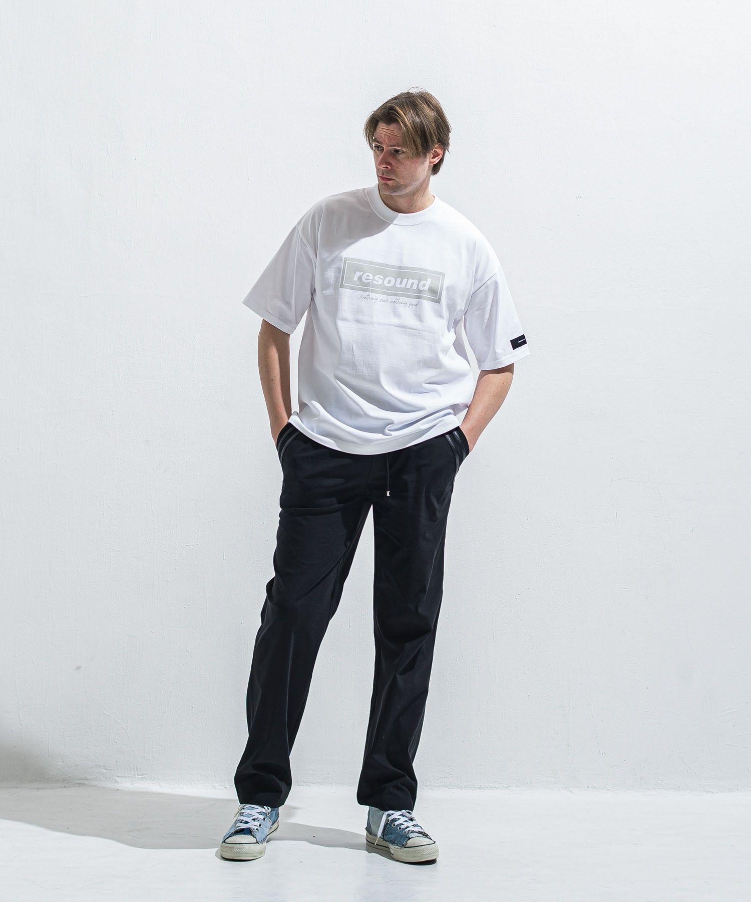 EDGE NYLON SEMI WIDE PT(BKBK) ナイロン/ 360°ストレッチ/ 5ポケット / エコレザーライン / 手洗可 /  RC40-ST-014WT