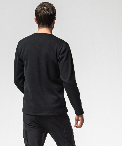 velours fleece thermal HENRY (BLACK ) ポリエステル / 裏起毛 / コンチョボタン / 暖かい / RC38-C-003
