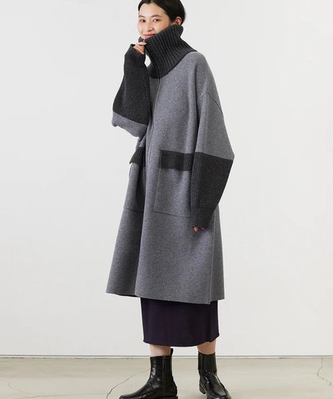 ULTRAFINE MERINO KNIT COAT (GREY)  毛/ 肉厚 / フラップポケット / ジップアップ /ADWS-501-47