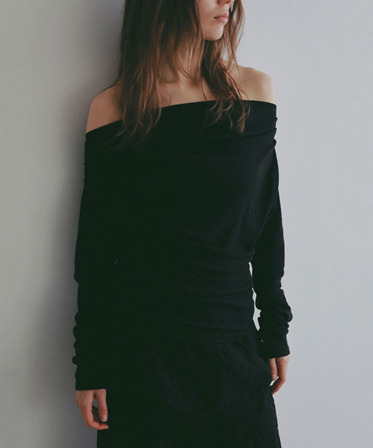 ワンショルダードレーププルオーバー(ブラック) 綿 / ウォッシャブル / 手洗い可 / 1226212079