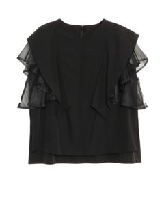 メッシュレイヤードスリーブブラウス(ブラック) ナイロン / ウォッシャブル / 手洗い可 / 5126304213