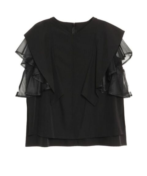 メッシュレイヤードスリーブブラウス(ブラック) ナイロン / ウォッシャブル / 手洗い可 / 5126304213