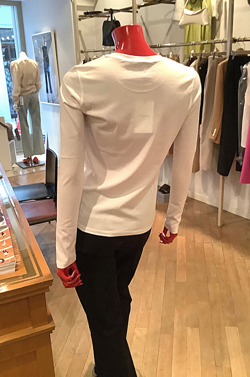 クルーネックTシャツ (ホワイト) コットン100％ / ロングスリーブ / コンパクトシルエット