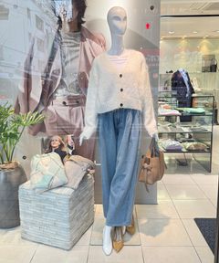 ホリデーシャギーニットカーデ(ホワイト) モヘア / ショート丈 / MWND255022