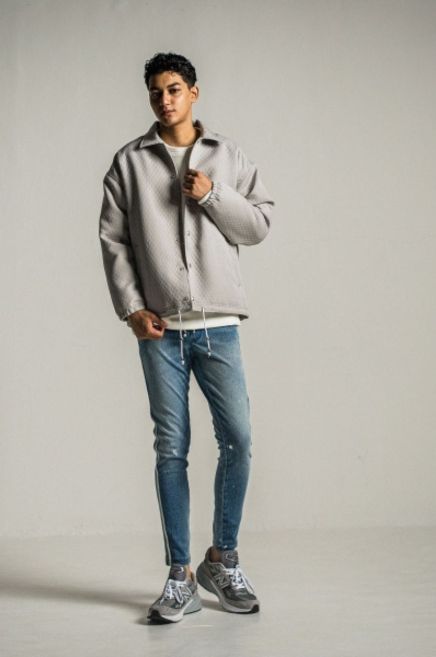 quilting coach jk (GREY) ポリエステル / キルティングジャガード / 裏エコファー / ドロップショルダー /  RC34-JK-005