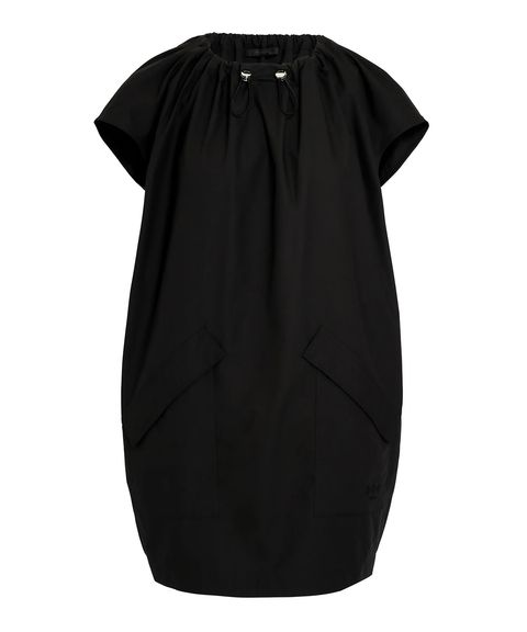 FERUSA フェルサ ワンピース (ブラック) 綿 / コクーンシルエット / 光沢有り / 首回りゴムコード / ポケット付き / LCKZ0257090528