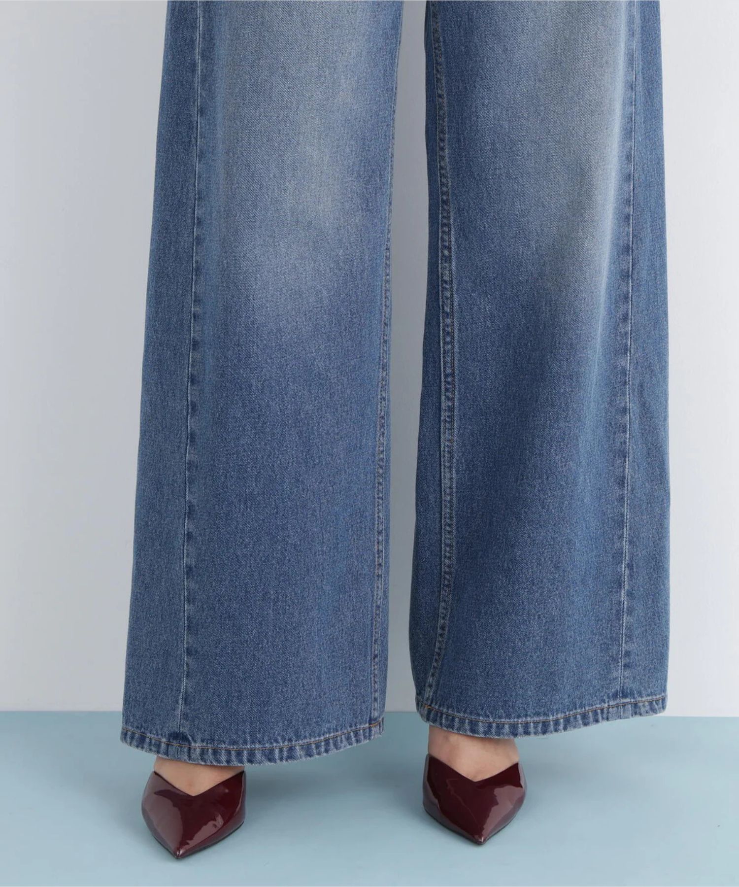 バギーデニムパンツ(インディゴ)コットン100% / ストレッチなし / 前あき / ポケット×5 / 0316130119