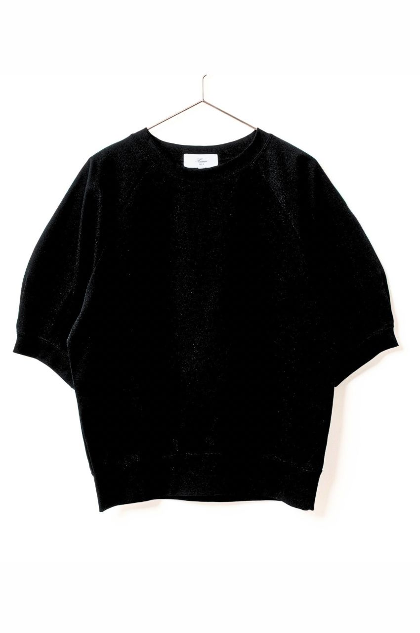 Almond Sleeve Cropped Pullover (ブラック) コットン / ポンチ素材 / 5部袖 / 手洗い可 / FK251-60253