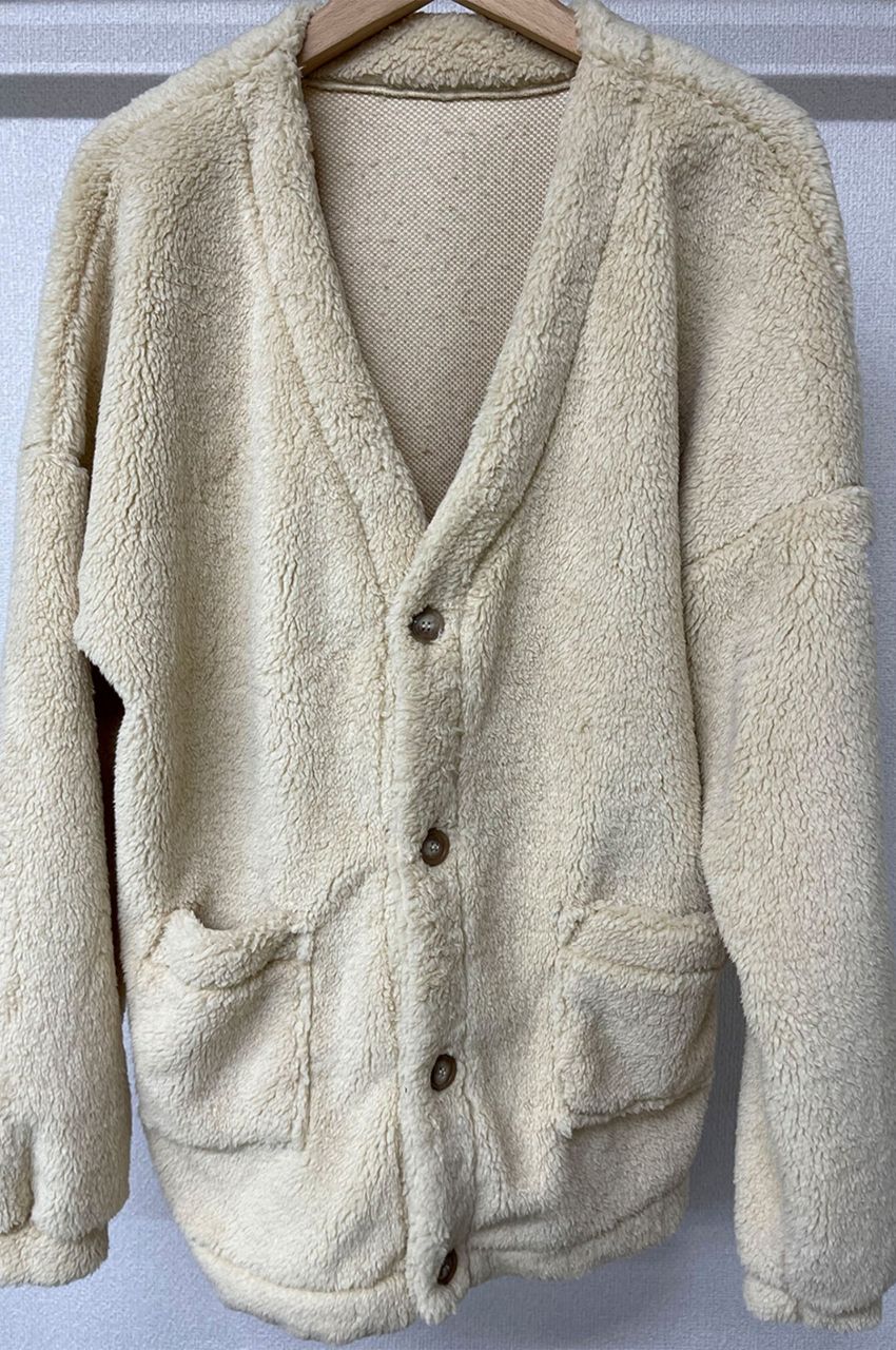 WEST BOA cardigan / オーバーサイズドロップショルダーボアカーディガン