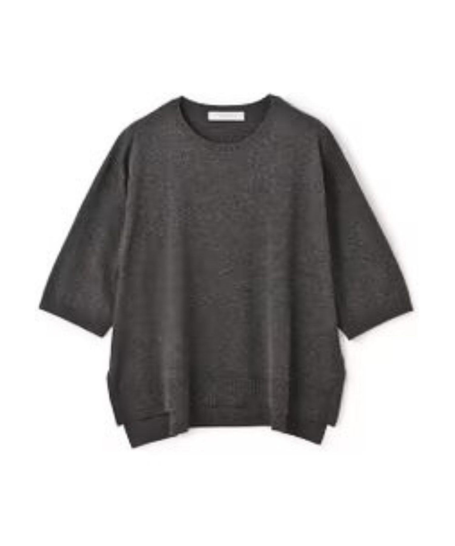 マイビューティ ハーフスリーブ ニット(チャコール ) レーヨン / UVカット/ 抗菌防臭 / ボクシーシルエット / ウォッシャブル / KRUMGA0225