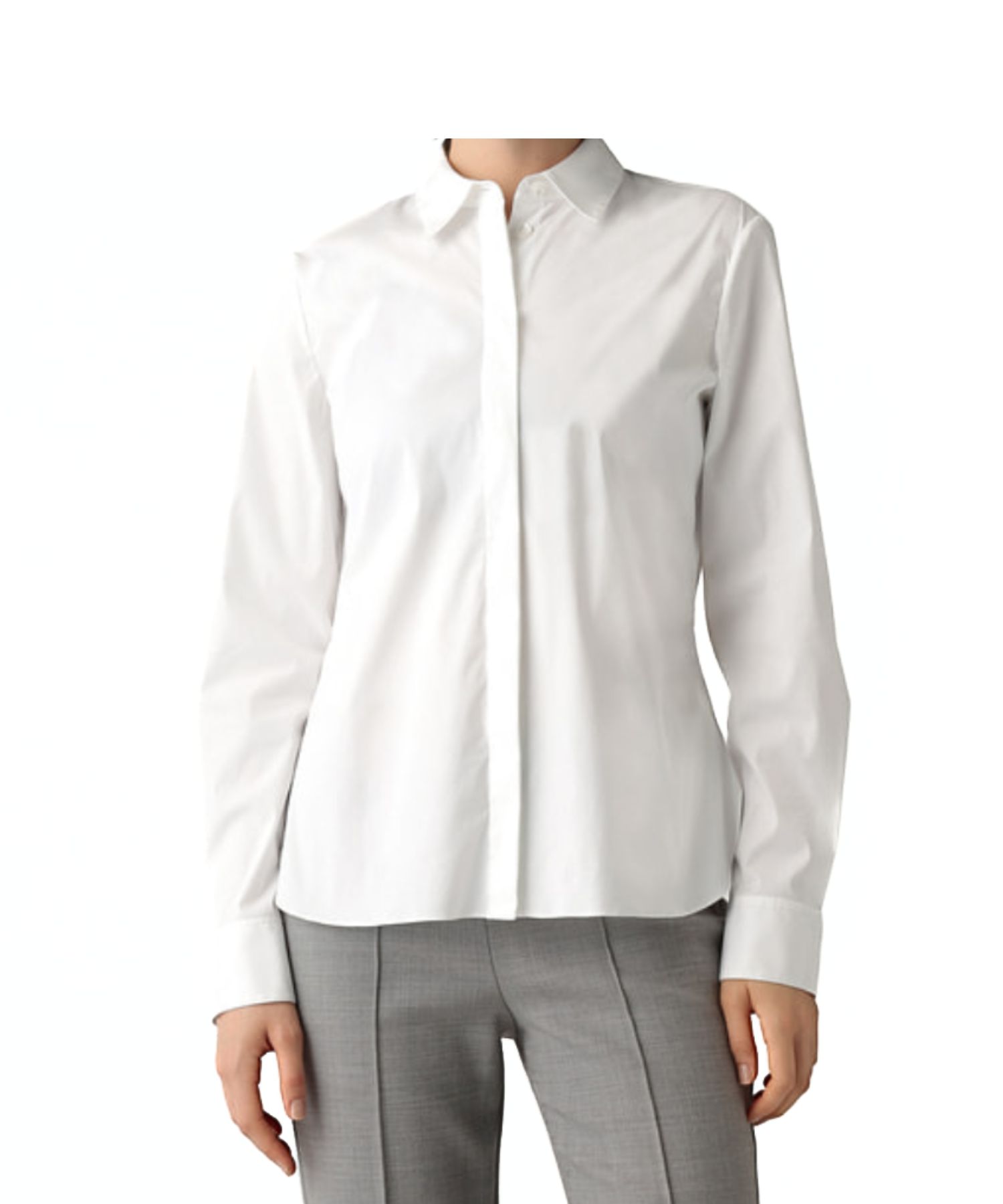 コットンクラシックフィットシャツ Good Poplin ( ホワイト ) 綿 / ストレッチ / 比翼仕立て / 01-6308206