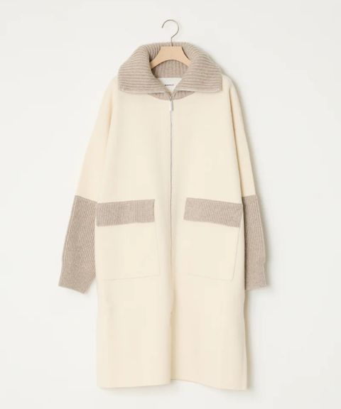ULTRAFINE MERINO KNIT COAT (NATURAL)  毛/ 肉厚 / フラップポケット / ジップアップ /ADWS-501-47