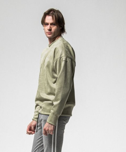 suede drop trainer ( KHAKI ) ポリエステル / スウェードジャージ / ストレッチ素材 / オーバーシルエット /RC38-C-005