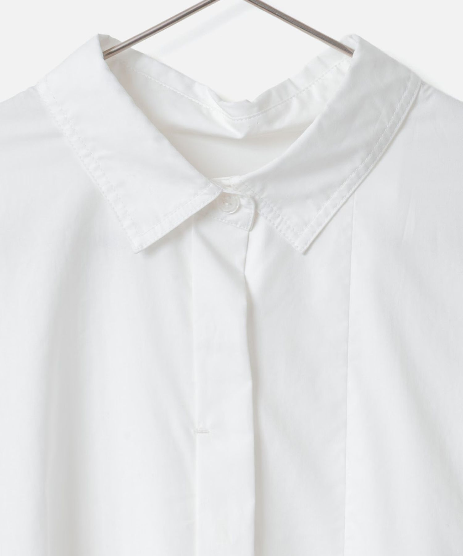 Pleated Shirt (オフホワイト()  セルロース /  ステンカラー/ タック / 吸湿速乾性 / 手洗可 / FS262-03007