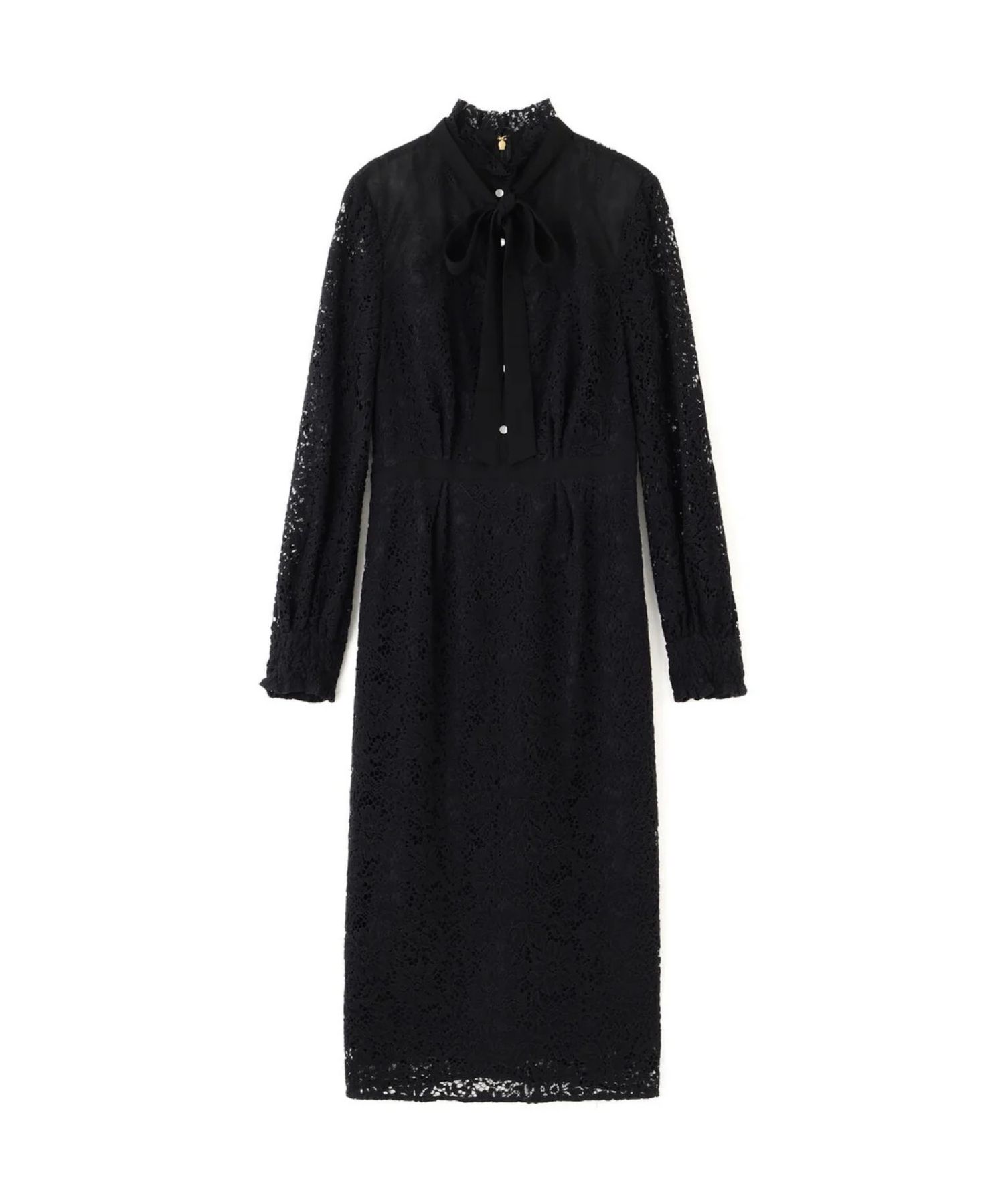 ［URBAN PRECIOUS］フローラルレースワンピース(ブラック)コットン / 裏地つき / 袖口シャーリング / 後ファスナーあき / 後にベンツあり / 0315240124