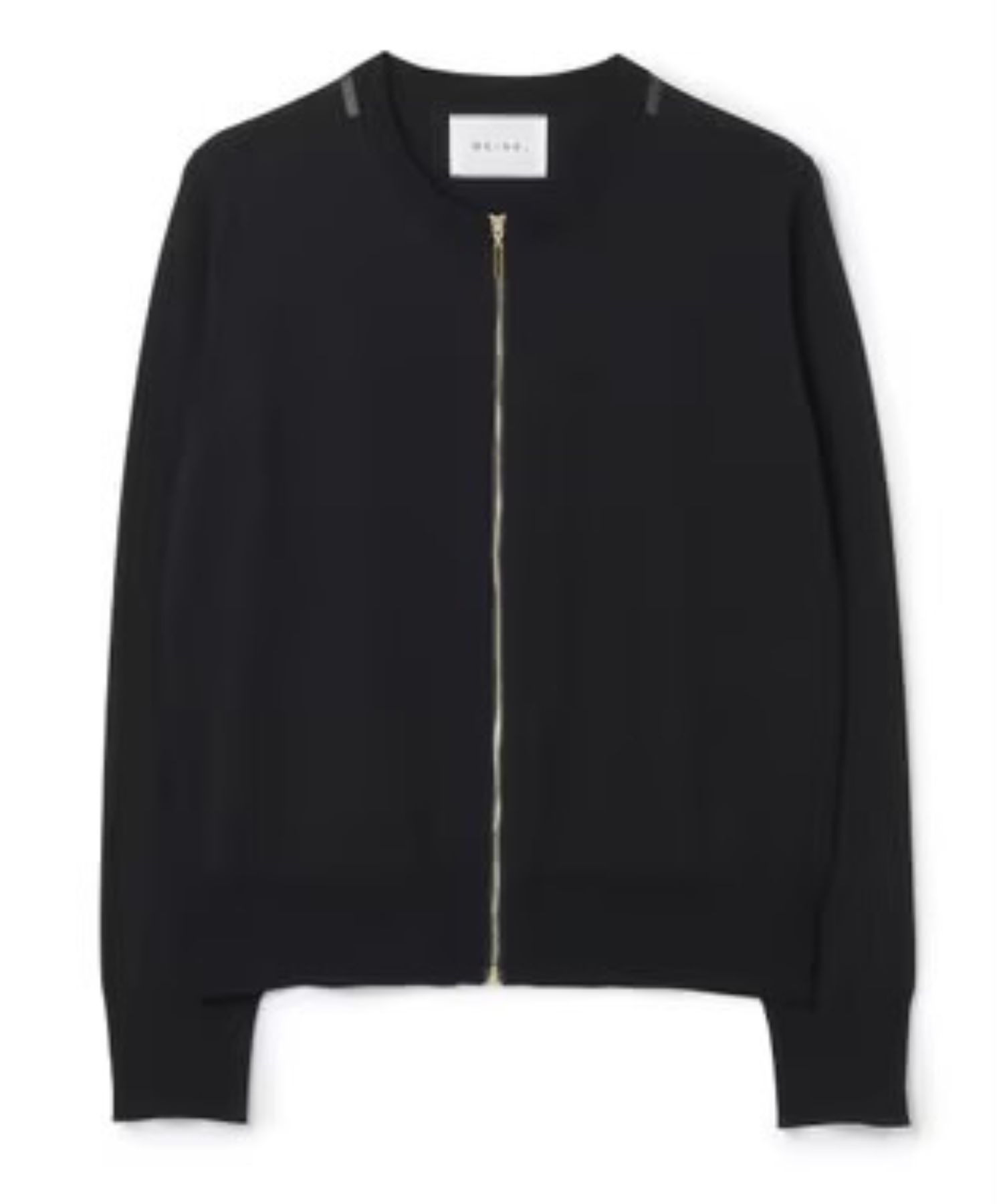 レザーラインジップカーディガン (Black) レーヨン / ストレッチ / 清涼感 / ウォッシャブル / KRCWGA0100