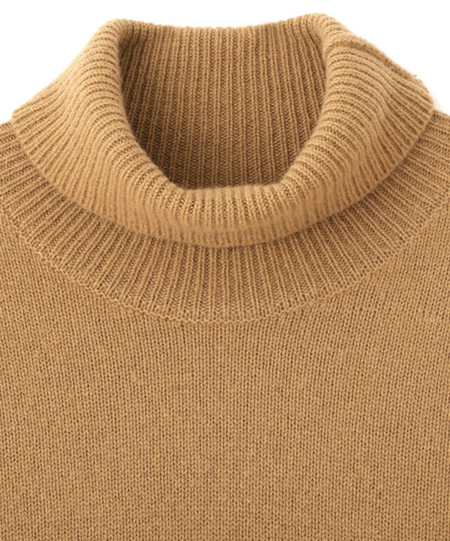 ウールカシミヤタートルネックニットプルオーバー (CAMEL) 毛 / ほどよくフィット / 裾ラウンドカット / 袖口ロールエンド / 手洗可 / 1226111008