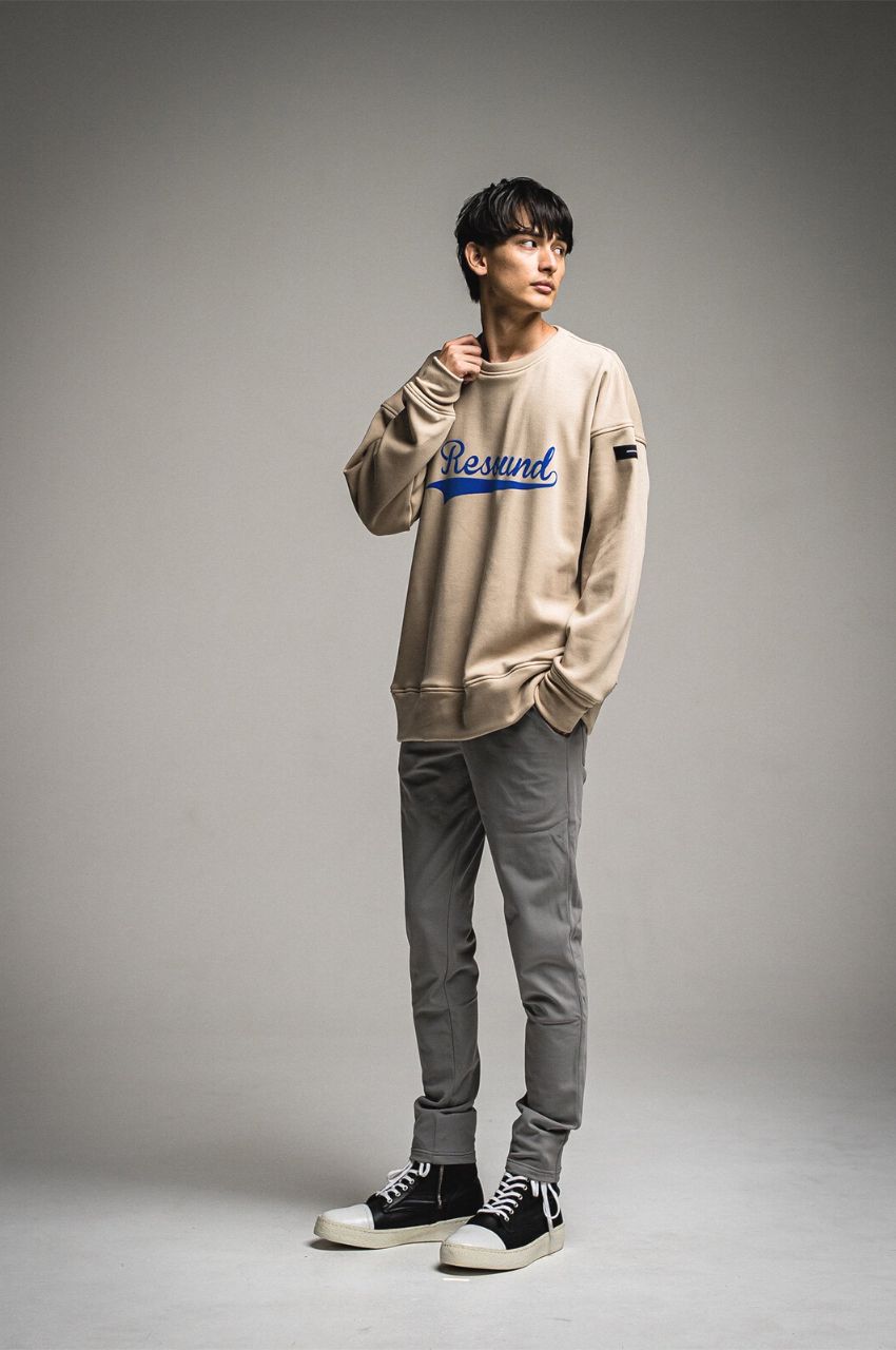 BBROGO VELOURS FLEECE DROP TRAINER  / ベースボールロゴ裏起毛ルーズトレーナー