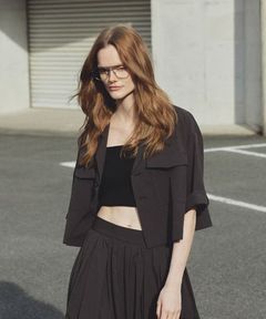 クールタッチカラータイプライターシャツジャケット(ダークブラウン) ポリエステル / ウォッシャブル / ショート丈 / JKUVLS0402