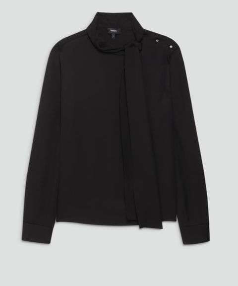 Modern Ggt Tie Neck Blouse(ブラック)絹 / 01-5308207