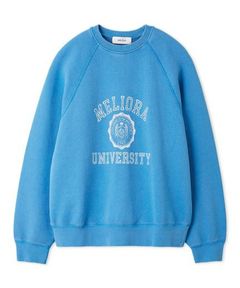 ヴィンテージライクカレッジロゴトレーナー(BLU)綿 / ヴィンテージ風プリント / 手洗可 / 09WCT254158