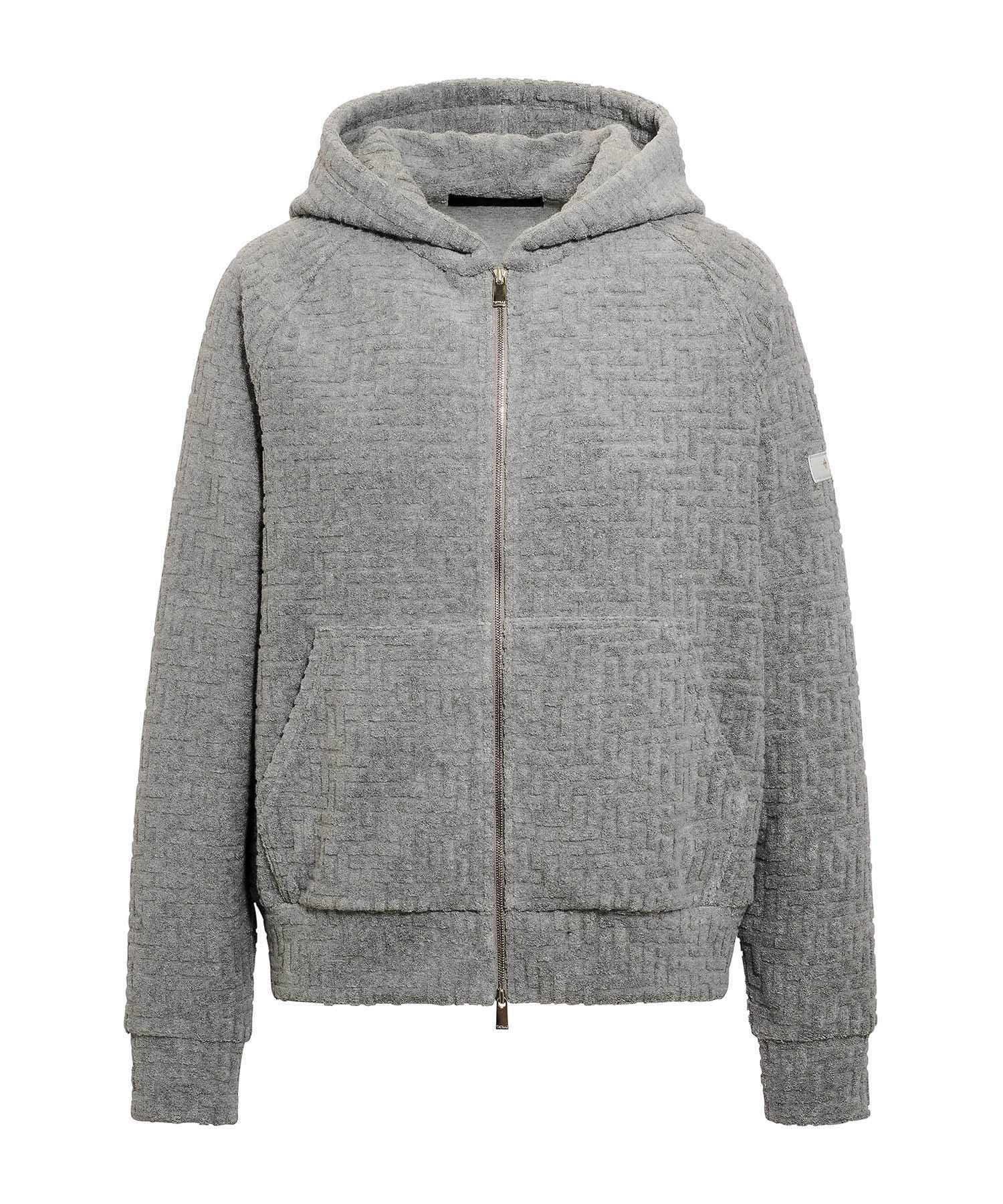 BIANCA ビアンカ パーカー (グレー) 綿 / モノグラム柄ジャカード/ パイル素材 /メタルファスナー /  LCKZ0471063588